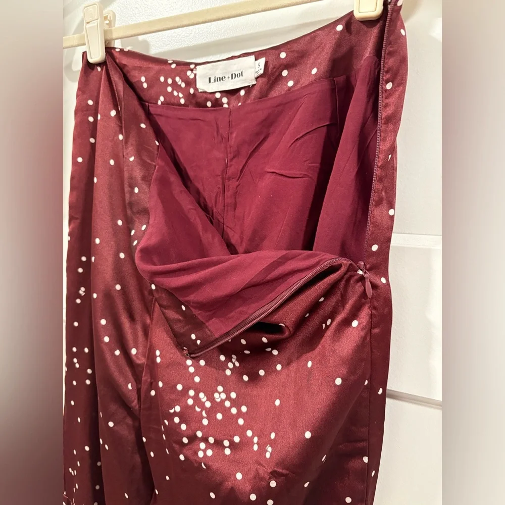 Line + Dot Burgundy Flared Pants - Picture 10 of 12